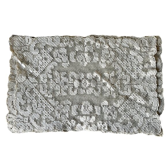 Antique Filet Bosa Lace Placemats Set Of 2 From Sardinia Italy - Picture 10 of 10